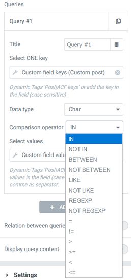 Meta query Comparison operator