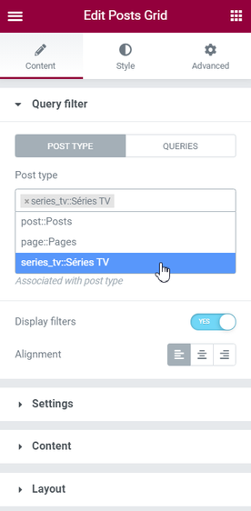 Query filter Post type