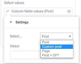 Query filter select values origine