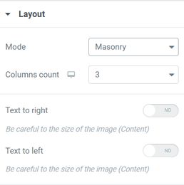 Select layout type column number
