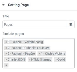 Sitemap settings pages