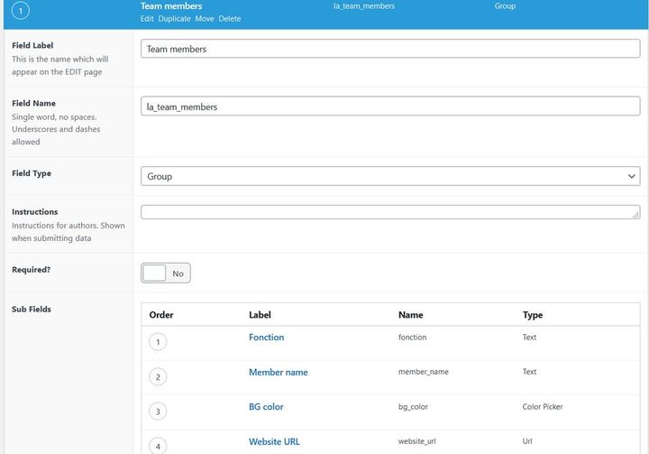 ACF group editor