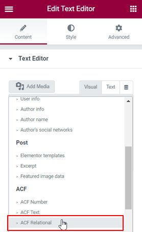 ACF relationship select tags