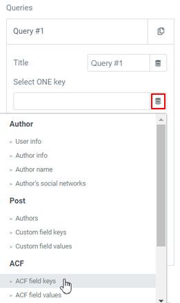 Query filter Select Fields Wrench ACF