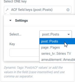 Query filter Select key ACF
