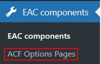 Components settings options page