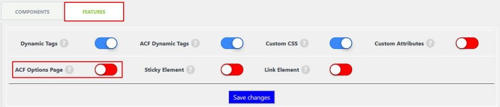 Enable options page