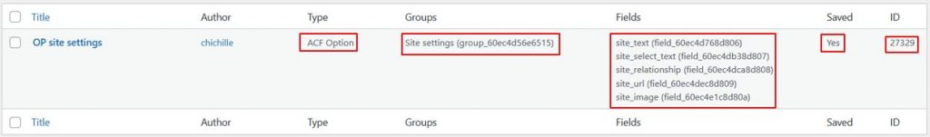 Options page view
