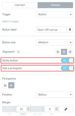Off-canvas trigger button