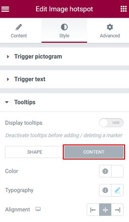 Image Hotspots style content