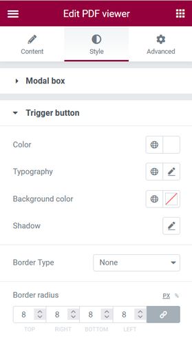PDF styling trigger button
