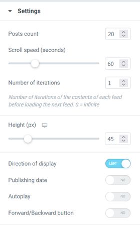 News Ticker settings