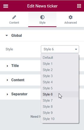 News Ticker style global
