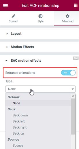 Enable motion effects