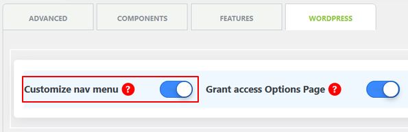 Navigation menu activate option