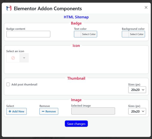 Navigatio menu set fields popup