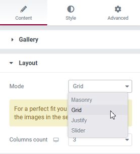 Image gallery layout
