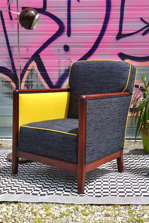 Fauteuil confortable jaune gris